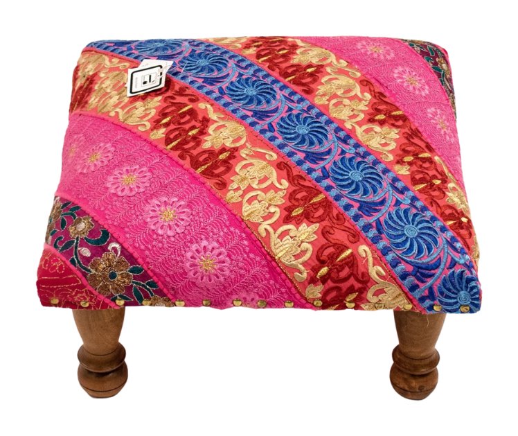 RED EMBROIDERED FOOTSTOOL GP701