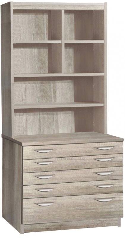 A2 Plan Chest With Deep Lower Drawer And Hutch Grey Nebraska 1