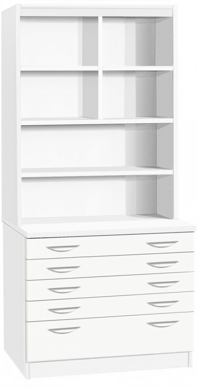 A2 Plan Chest With Deep Lower Drawer And Hutch White 1