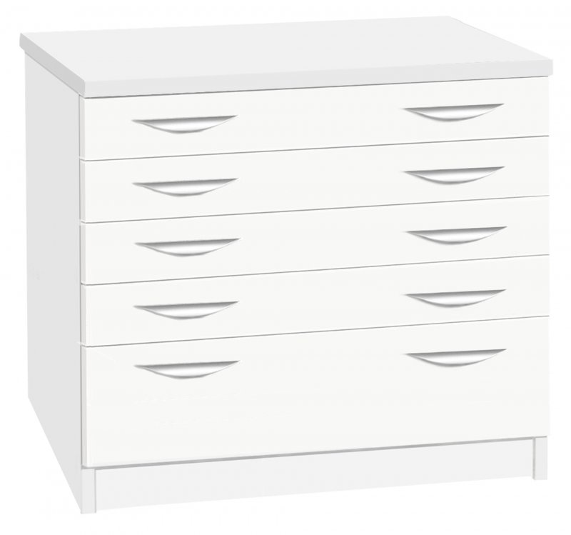 A2 Plan Chest With Deep Lower Drawer White 1