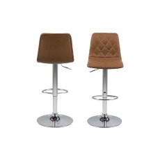 ASHMORE BARSTOOL- LEATHER LOOK LIGHT BROWN