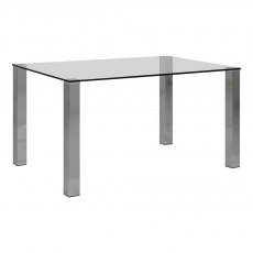 AARON DINING TABLE OBLONG- CLEAR GLASS TOP