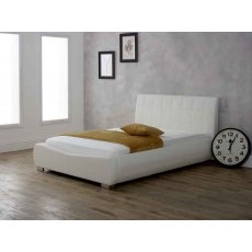 LINDFORD FAUX LEATHER BEDSTEAD WHITE