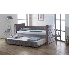 LOPSHILL FABRIC DAY BED & TRUNDLE BEDSTEAD 90CM SILVER