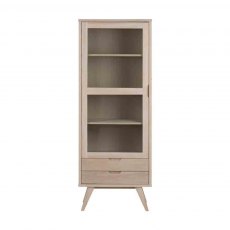 ABSOLUTE GLASS CABINET TALL OAK WHITE