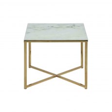 ADMIRE SQUARE LAMP TABLE WHITE MARBLE PRINT