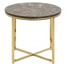 ADMIRE ROUND LAMP TABLE MARBLE BROWN