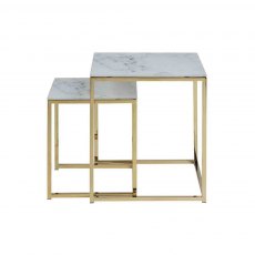 ADMIRE NEST OF TABLES WHITE MARBLE PRINT