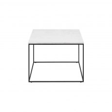 ACCENT COFFEE TABLE SQUARE WHITE MARBLE