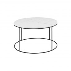 ACCENT COFFEE TABLE ROUND WHITE MARBLE