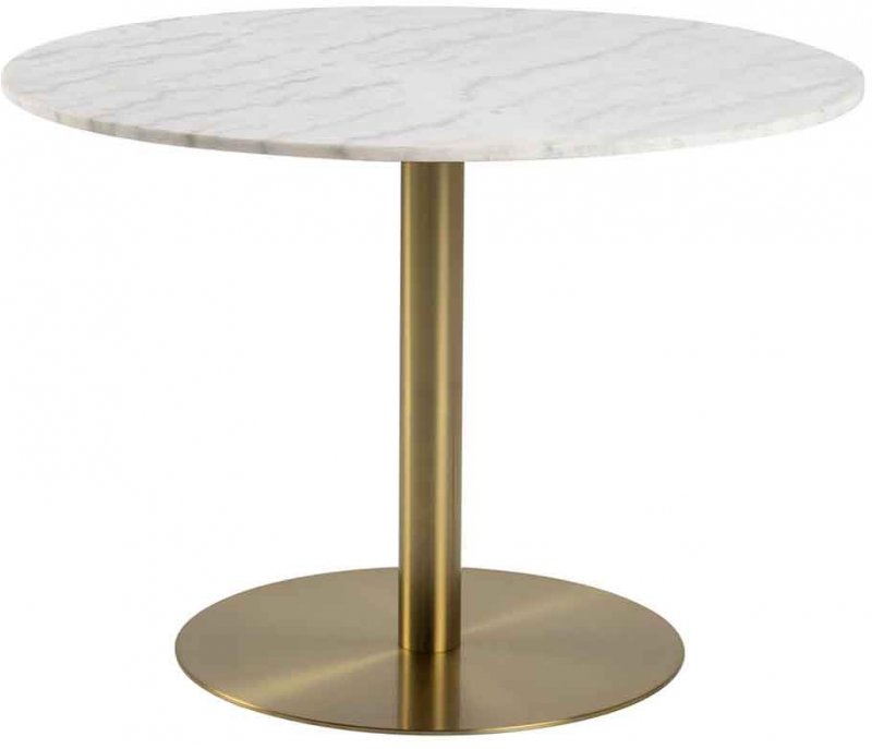 ARCADE DINING TABLE- MARBLE TOP BRUSHED BRASS BASE 1