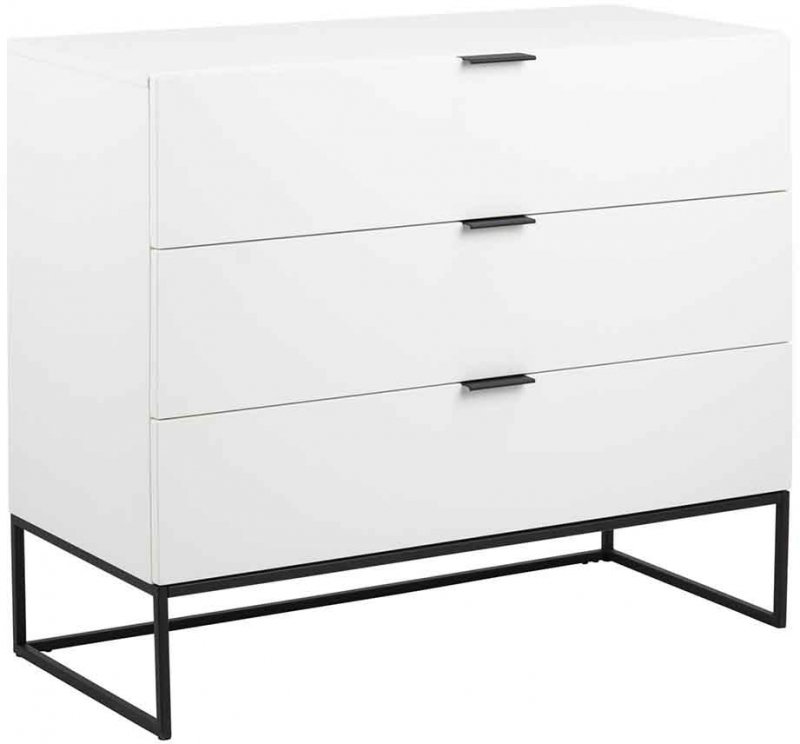 AUDREY CHEST OF 3 DRAWS- WHITE WITH BLACK LEGS 20359 1