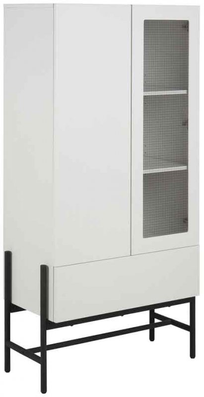 AURA GLASS CABINET- WHITE WITH BLACK BASE 1