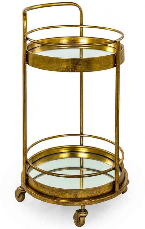antique gold small bar trolley