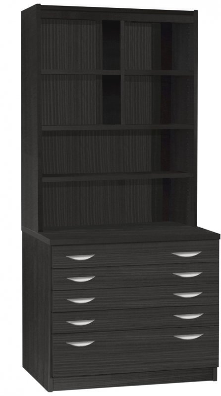 A2 Plan Chest With Deep Lower Drawer And Hutch Black Havana 1