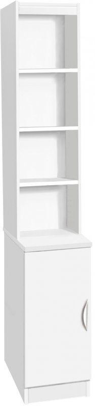 Desk Height Cupboard 300mm Wide With Hutch White 1