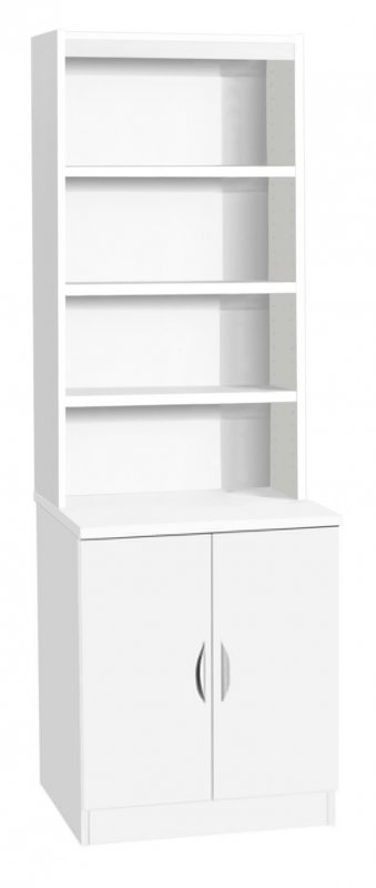 Desk Height Cupboard 600mm Wide With Hutch White 1