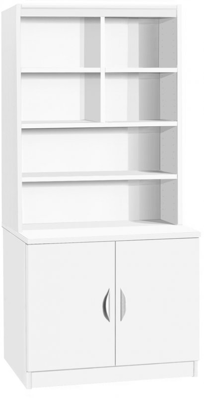 Desk Height Cupboard 850mm With Hutch White 1