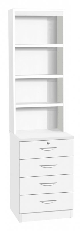 4 Drawer Unit With Hutch White 1