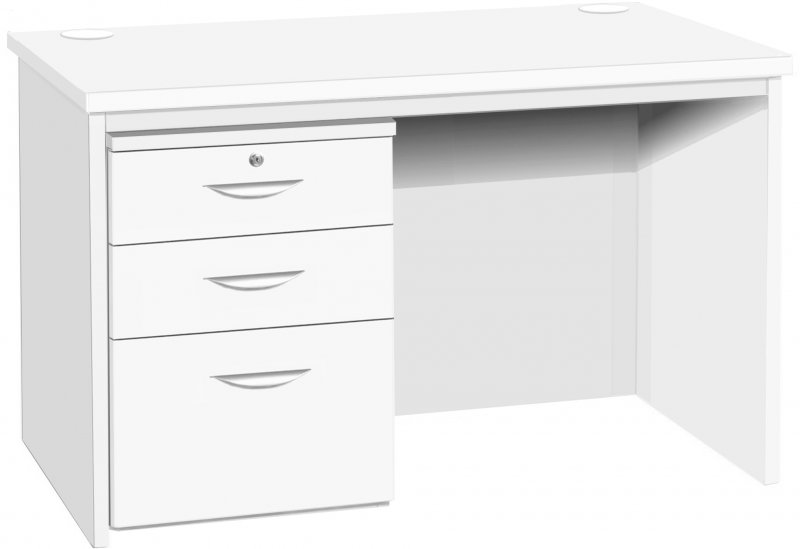 Freestanding Home Office Desk With Drawers/Filing Cabinet White 1