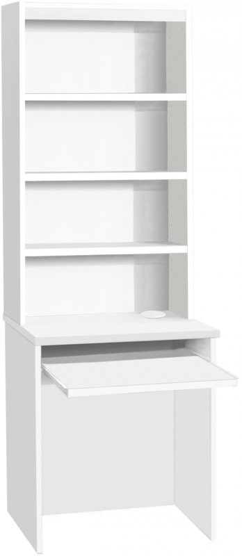 Small Desk With Slide-Out Keyboard Shelf And Hutch White 1