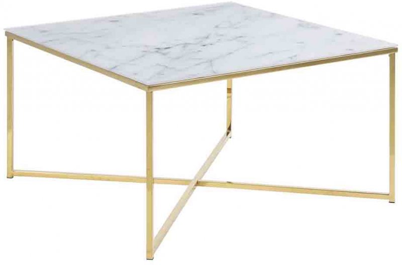 Admire Coffee table square white marble golden chrome 1