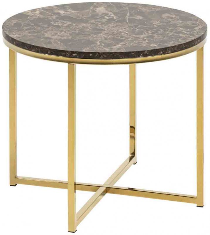 Admire round lamp table brown marble 1