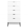 AUDREY CHEST OF 5 DRAWS- WHITE WITH BLACK LEGS 20358