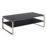 ACANTHUS COFFEE TABLE OBLONG- BLACK MARBLE TOP BLACK GLASS SHELF