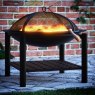 STEEL FIREPIT WITH WOOD COMPARTMENT