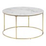 WEB EXCLUSIVE ACCENT A1 COFFEE TABLE- GLASS WHITE MARBLE PRINT & GOLDEN CHROME